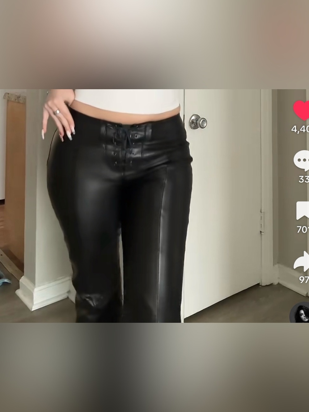 Wilsons Leather Black Faux Leather Lace-Up Pants